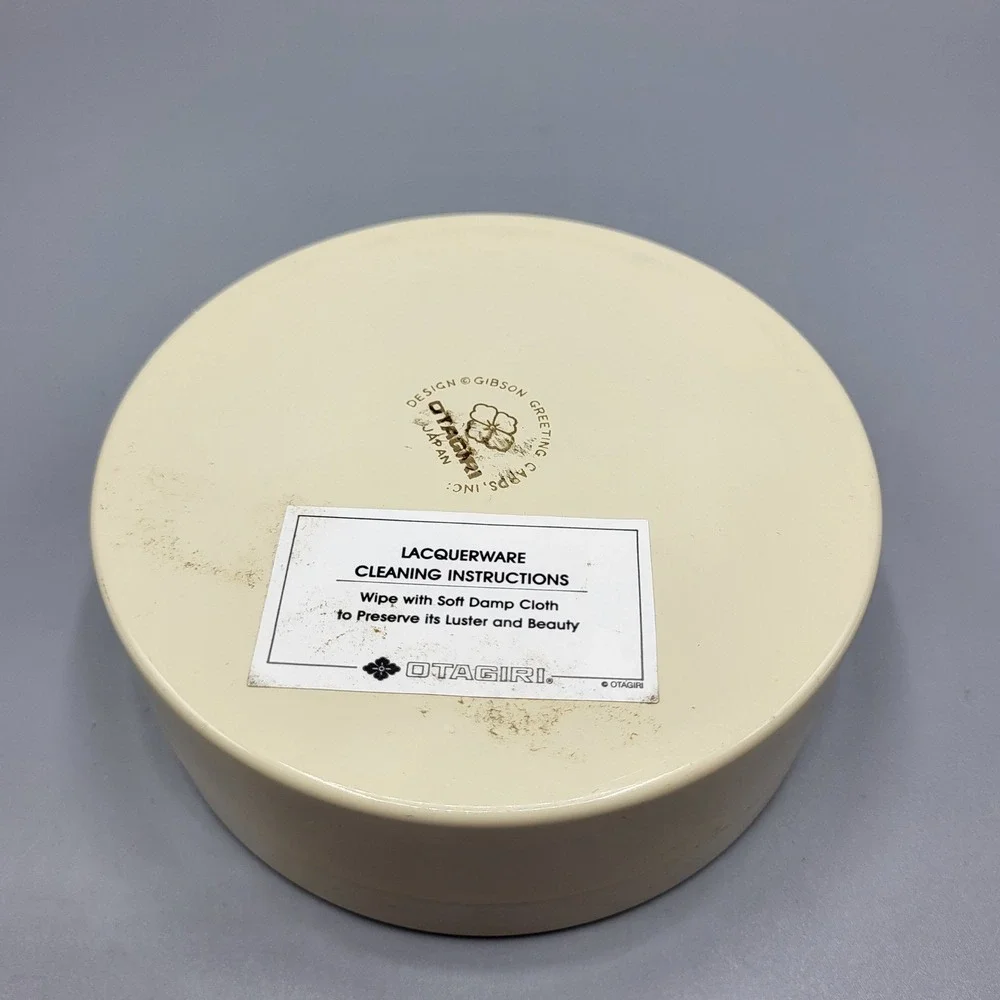 Otagiri Japanese Lacquerware Coaster Set Bird Willow Tree Motif Cream Gold Table
